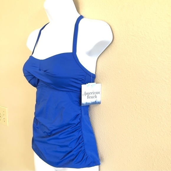 Maurices American Beach™ Ruched Twist Front Tankini Top Size Small - Picture 3 of 14